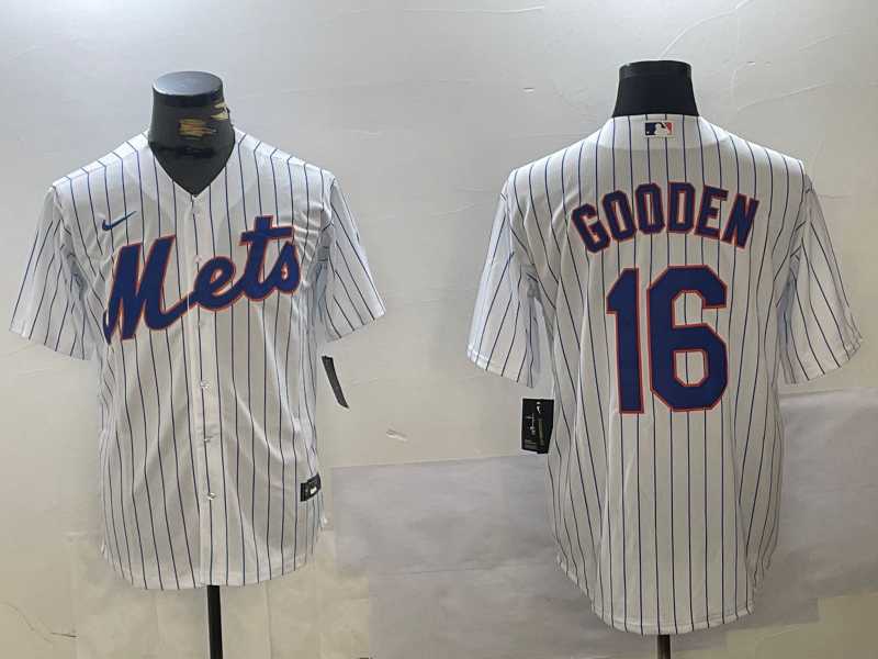 Men%27s New York Mets #16 Dwight Gooden White Cool Base Stitched Jersey